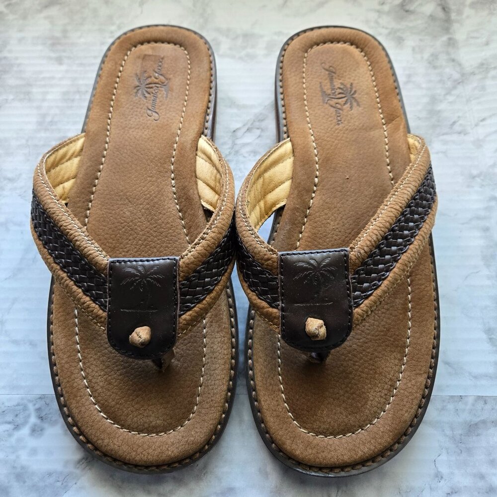 Jamaica Jaxx Leather Braided Flip Flops Sandals Mens Sz: L (10/11) - Picture 2 of 5